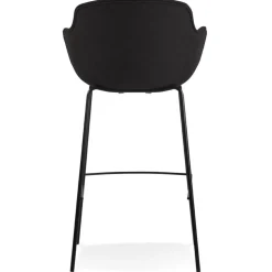Tabouret de bar avec accoudoirs 'FORTI' en tissu noir
