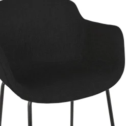 Tabouret de bar avec accoudoirs 'FORTI' en tissu noir