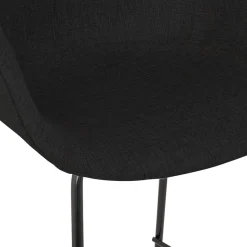Tabouret de bar avec accoudoirs 'FORTI' en tissu noir