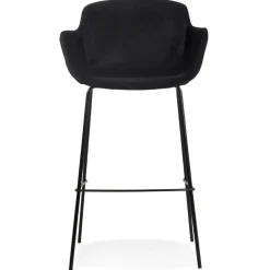 Tabouret de bar avec accoudoirs 'LARISSA' en velours noir