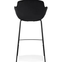 Tabouret de bar avec accoudoirs 'LARISSA' en velours noir