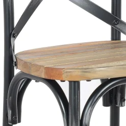 Tabouret de bar 'COTTAGE' en bois finition Noyer effet vieilli noir