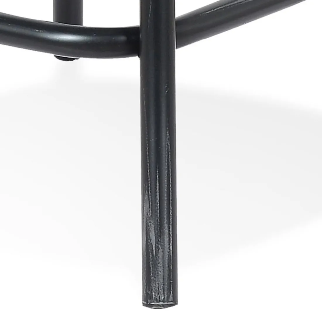 Tabouret de bar 'COTTAGE' en bois finition Noyer effet vieilli noir