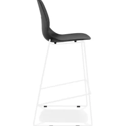Tabouret de bar design empilable 'BERLIN' noir avec pied en métal blanc