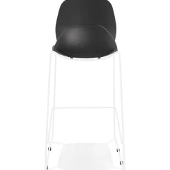 Tabouret de bar design empilable 'BERLIN' noir avec pied en métal blanc