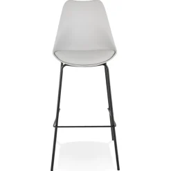 Tabouret de bar design 'LEMON' gris avec pied en métal noir