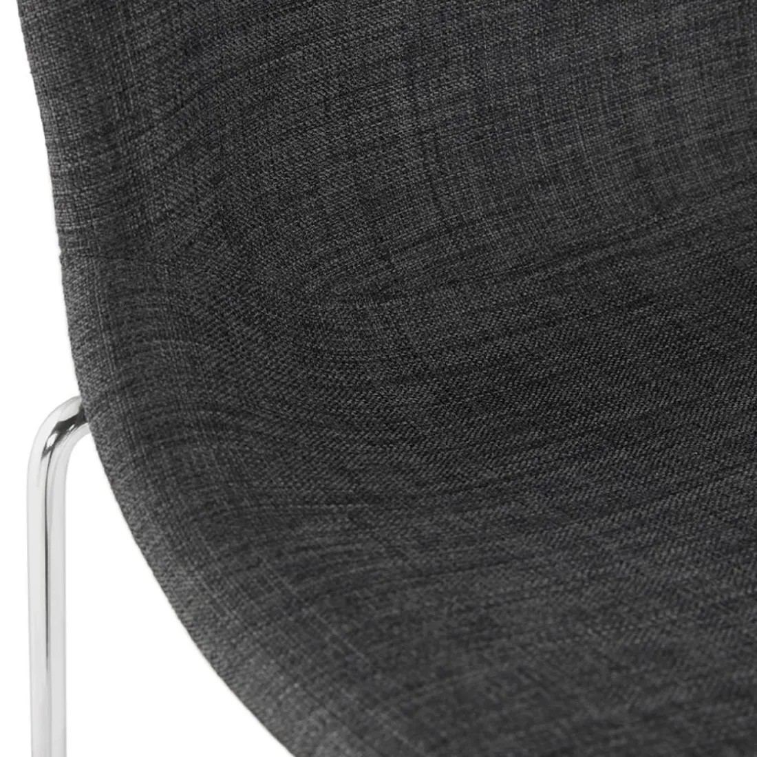 Tabouret de bar empilable 'FAKIR' en tissu gris foncé et pied en métal chromé