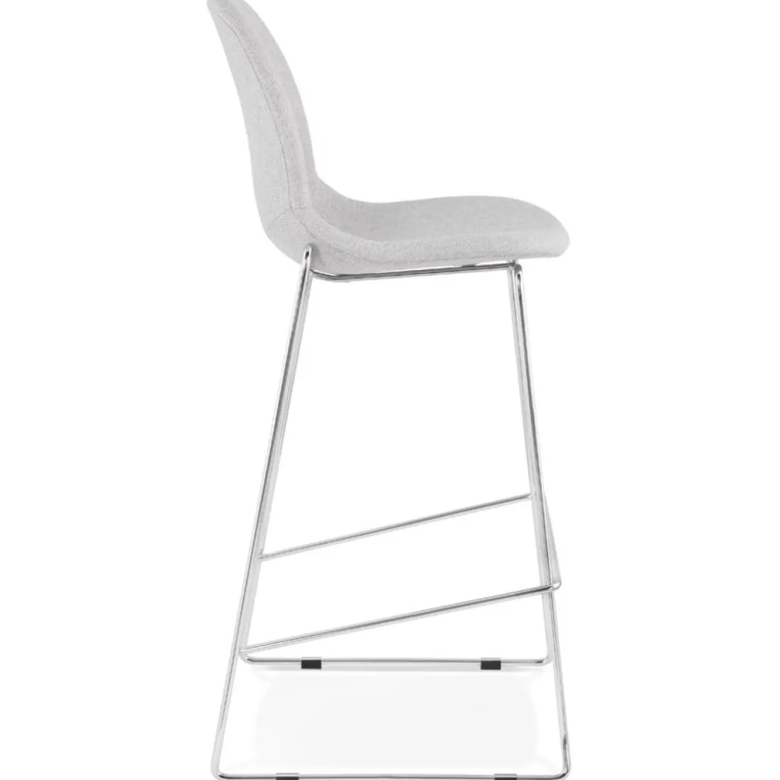Tabouret de bar empilable 'FAKIR' en tissu gris clair et pied en métal chromé