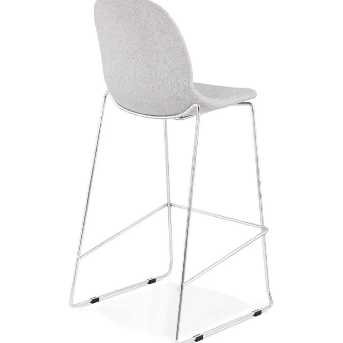 Tabouret de bar empilable 'FAKIR' en tissu gris clair et pied en métal chromé