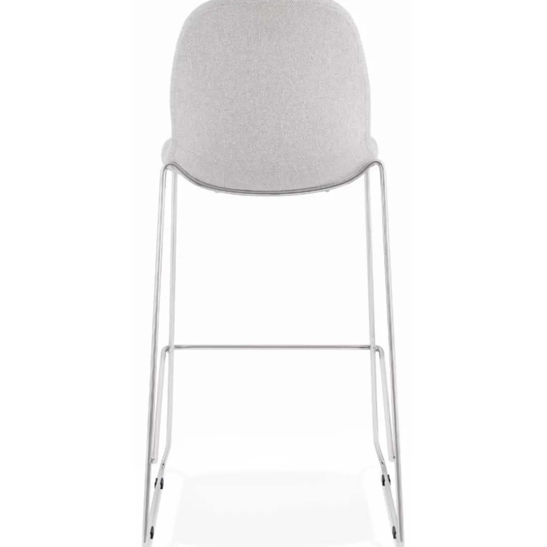 Tabouret de bar empilable 'FAKIR' en tissu gris clair et pied en métal chromé