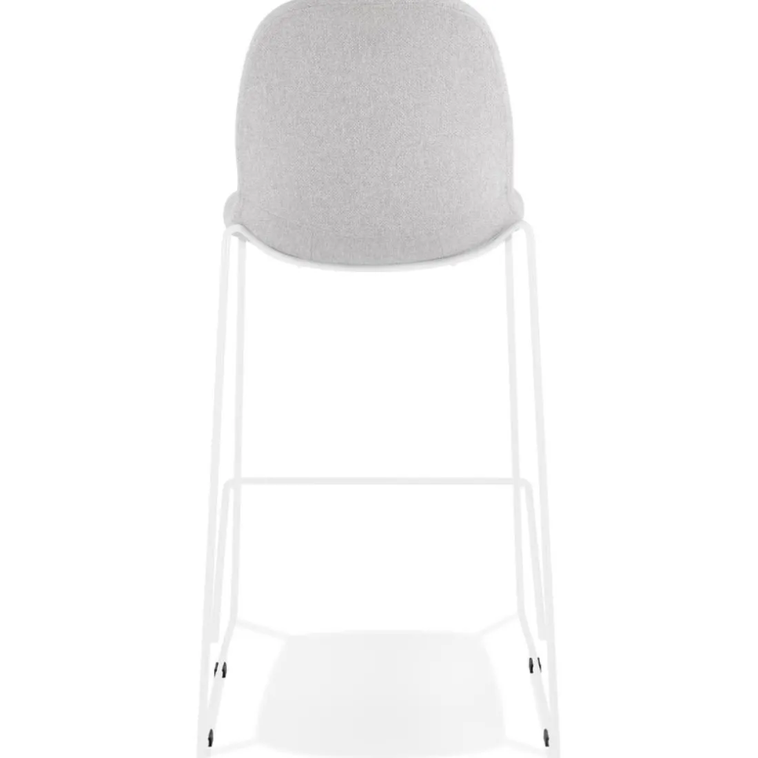 Tabouret de bar empilable 'FAKIR' en tissu gris clair et pied en métal blanc