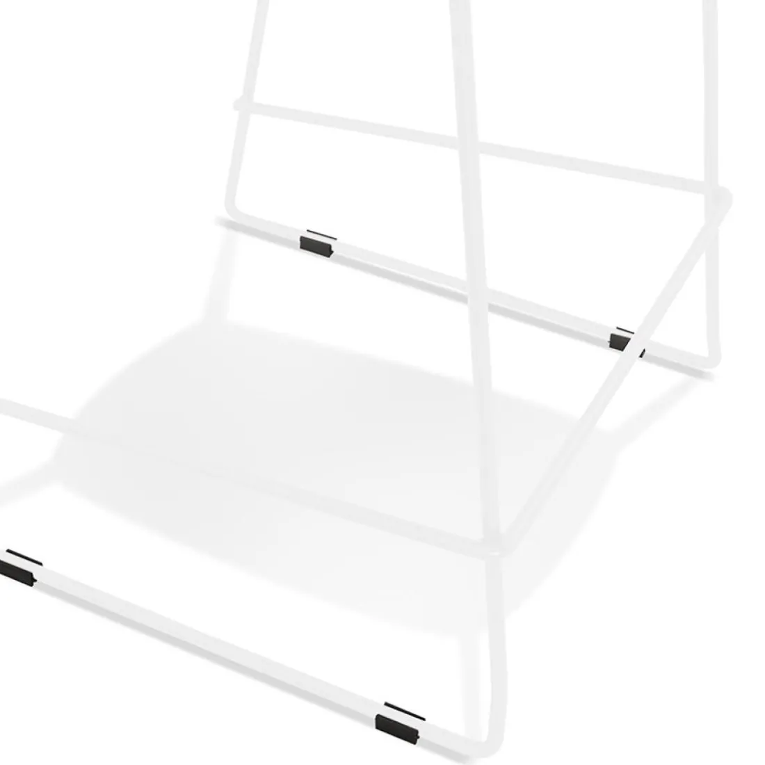 Tabouret de bar empilable 'FAKIR' en tissu gris clair et pied en métal blanc