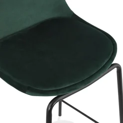 Tabouret de bar 'FENTON' en velours vert et pied en métal noir