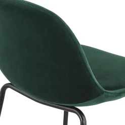 Tabouret de bar 'FENTON' en velours vert et pied en métal noir
