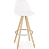 Tabouret de bar 'FLORENCE' en tissu bouloché blanc style scandinave