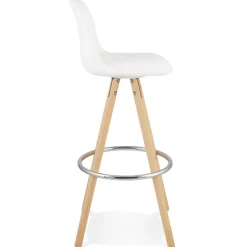Tabouret de bar 'FLORENCE' en tissu bouloché blanc style scandinave