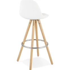 Tabouret de bar 'FLORENCE' en tissu bouloché blanc style scandinave