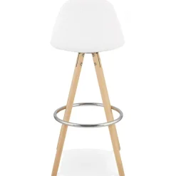 Tabouret de bar 'FLORENCE' en tissu bouloché blanc style scandinave