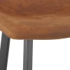 Tabouret de bar 'FUJI' en microfibre brune avec pied en métal noir