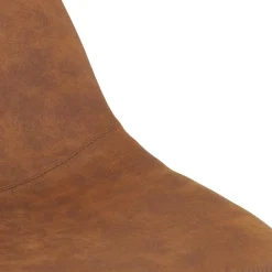 Tabouret de bar 'FUJI' en microfibre brune avec pied en métal noir