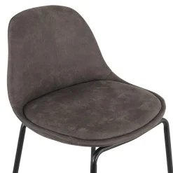 Tabouret de bar 'GIRON' en microfibre gris foncé et pied en métal noir