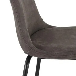 Tabouret de bar 'GIRON' en microfibre gris foncé et pied en métal noir