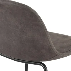 Tabouret de bar 'GIRON' en microfibre gris foncé et pied en métal noir