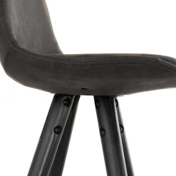 Tabouret de bar 'MARKA' en microfibre grise et pieds en bois noir