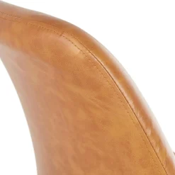 Tabouret de bar 'RITUAL' en matière synthétique brune et pied en métal noir