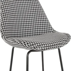 Tabouret de bar 'SPARK' en tissu pied de poule et pieds en métal noir