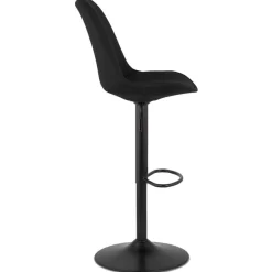 Tabouret réglable 'CAMPUS' en tissu noir et pied noir