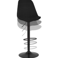 Tabouret réglable 'CAMPUS' en tissu noir et pied noir