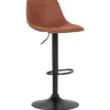 Tabouret réglable design 'OMALET' en microfibre brune et pied en métal noir