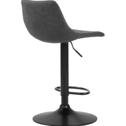 Tabouret réglable design 'OMALET' en microfibre gris foncé et pied en métal noir