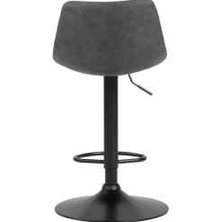Tabouret réglable design 'OMALET' en microfibre gris foncé et pied en métal noir