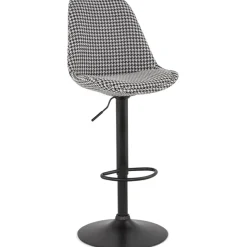 Tabouret réglable 'MIKE' en tissu pied de poule et pied noir