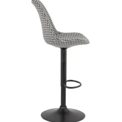 Tabouret réglable 'MIKE' en tissu pied de poule et pied noir
