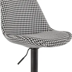 Tabouret réglable 'MIKE' en tissu pied de poule et pied noir