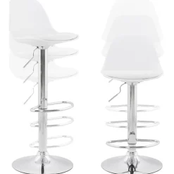 Tabouret réglable 'PRINCES' Blanc avec haut dossier confortable
