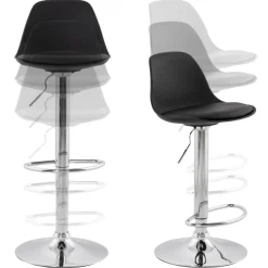 Tabouret réglable 'PRINCES' noir avec haut dossier confortable