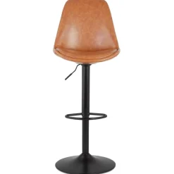 Tabouret réglable 'RODEO' en matière synthétique brune et pied noir