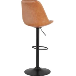 Tabouret réglable 'RODEO' en matière synthétique brune et pied noir