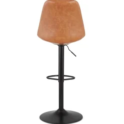 Tabouret réglable 'RODEO' en matière synthétique brune et pied noir