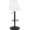Tabouret réglable 'ROSITA' en tissu bouloché blanc et pied en métal noir