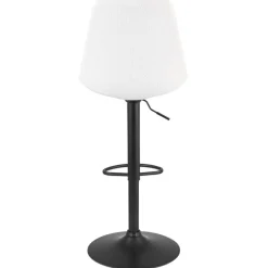 Tabouret réglable 'ROSITA' en tissu bouloché blanc et pied en métal noir