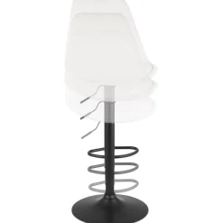 Tabouret réglable 'ROSITA' en tissu bouloché blanc et pied en métal noir