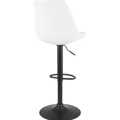 Tabouret réglable 'ROSITA' en tissu bouloché blanc et pied en métal noir