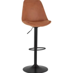 Tabouret réglable 'ZEBRA' en microfibre brun et pied noir