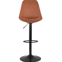 Tabouret réglable 'ZEBRA' en microfibre brun et pied noir