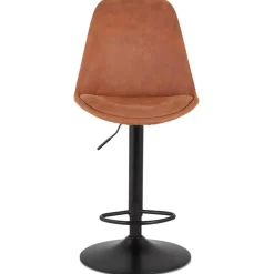 Tabouret réglable 'ZEBRA' en microfibre brun et pied noir